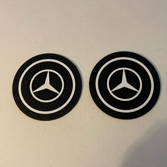 Mercedes Benz Logo Car Cup Holder Coasters set of 2 NWT - Picture 1 of 4
